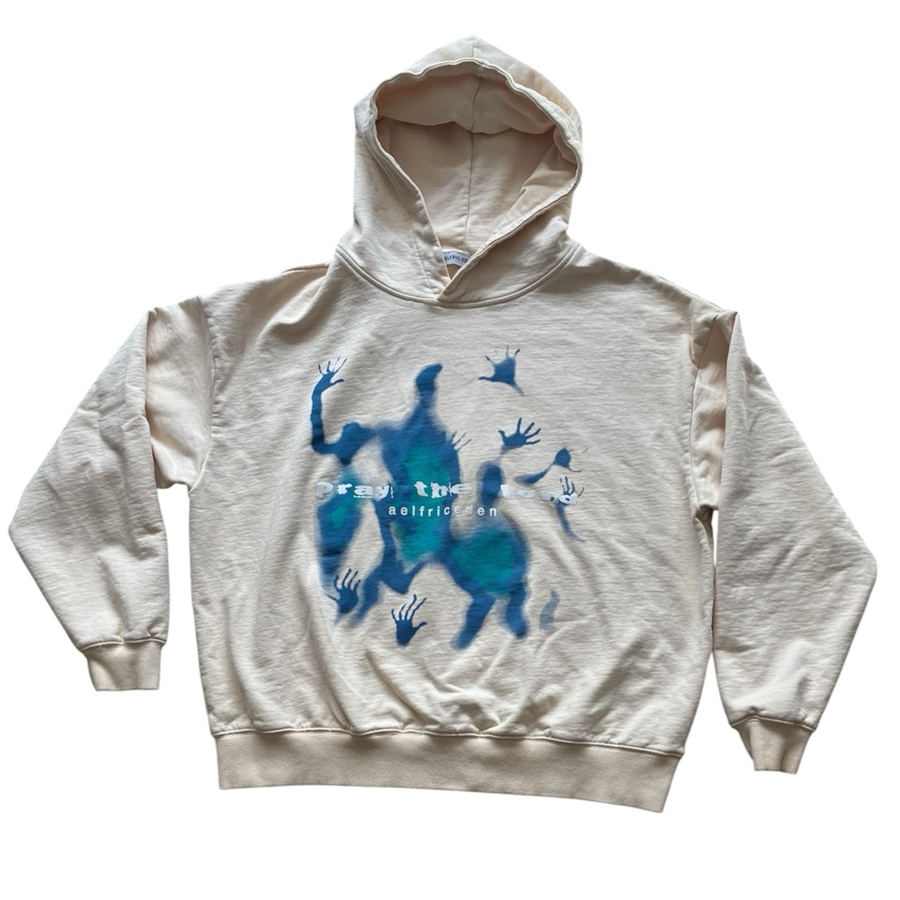 Aelfric Eden Cream 100% Cotton Graphic Hoodie Size Medium